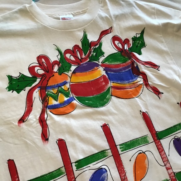 NWT vintage 1995 Hand painted Christmas T-shirt - Picture 11 of 12